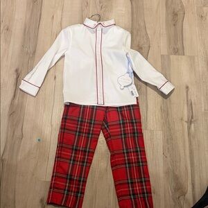 Edgehill Collection White and Red Plaid Button Down Shirt